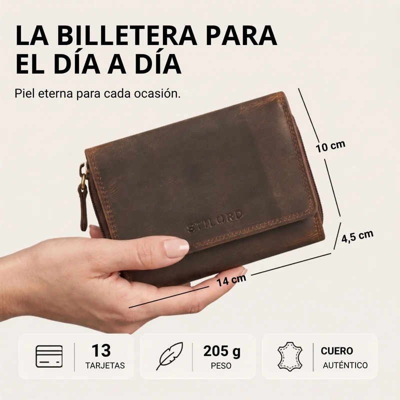 "Beverly" Vintage Leder Geldbörse Damen Mittelgroß mit RFID-Schutz