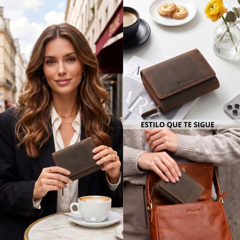 "Beverly" Vintage Leder Geldbörse Damen Mittelgroß mit RFID-Schutz