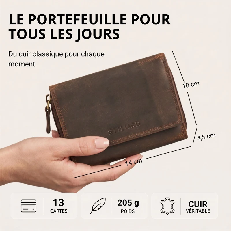 "Beverly" Vintage Leder Geldbörse Damen Mittelgroß mit RFID-Schutz