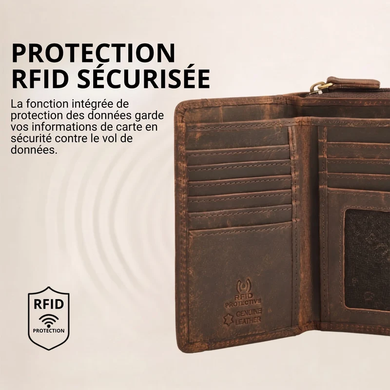 "Beverly" Vintage Leder Geldbörse Damen Mittelgroß mit RFID-Schutz
