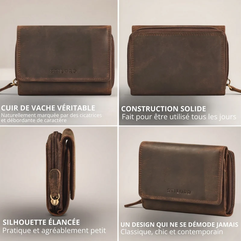 "Beverly" Vintage Leder Geldbörse Damen Mittelgroß mit RFID-Schutz