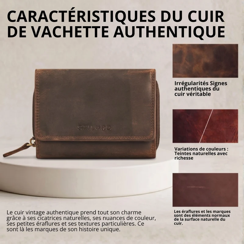 "Beverly" Vintage Leder Geldbörse Damen Mittelgroß mit RFID-Schutz