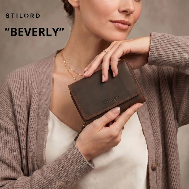 "Beverly" Vintage Leder Geldbörse Damen Mittelgroß mit RFID-Schutz