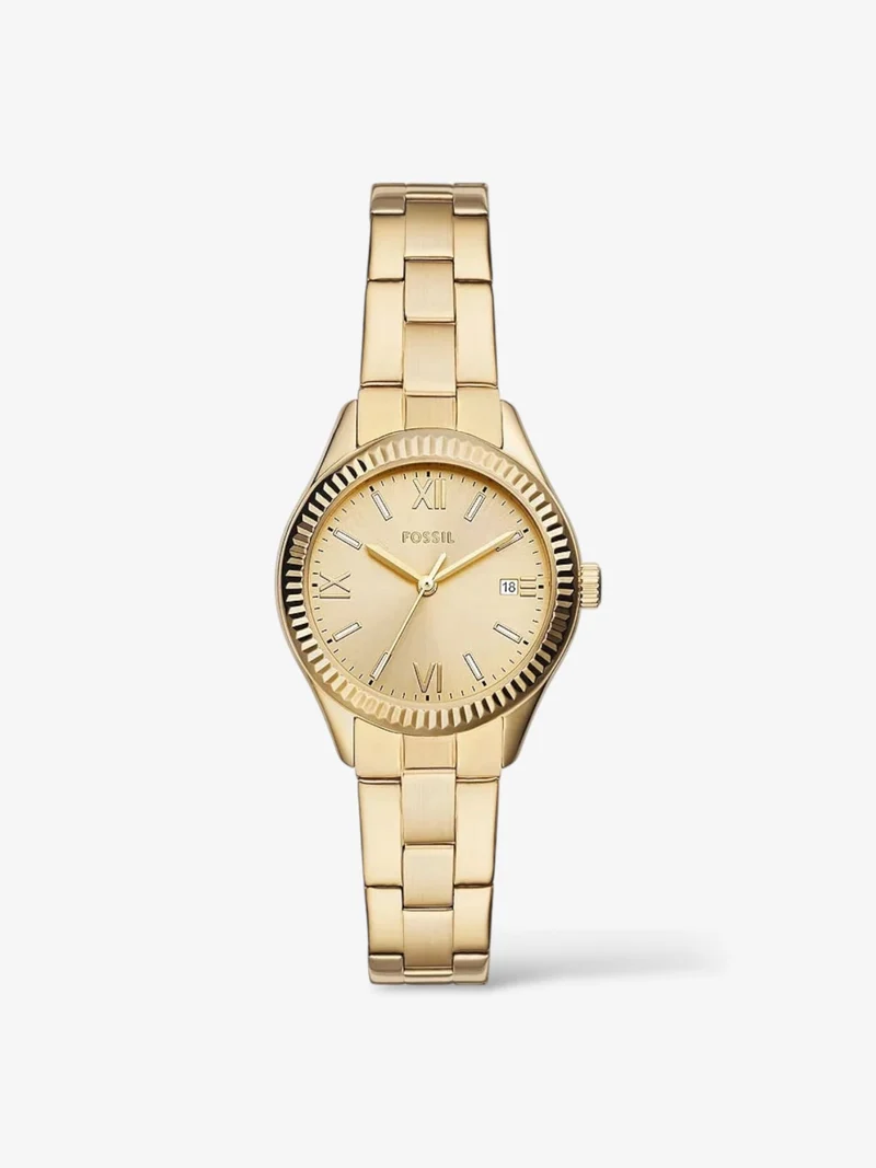 Fossil Uhr Rye 3-Zeiger-Werk Datum goldfarben