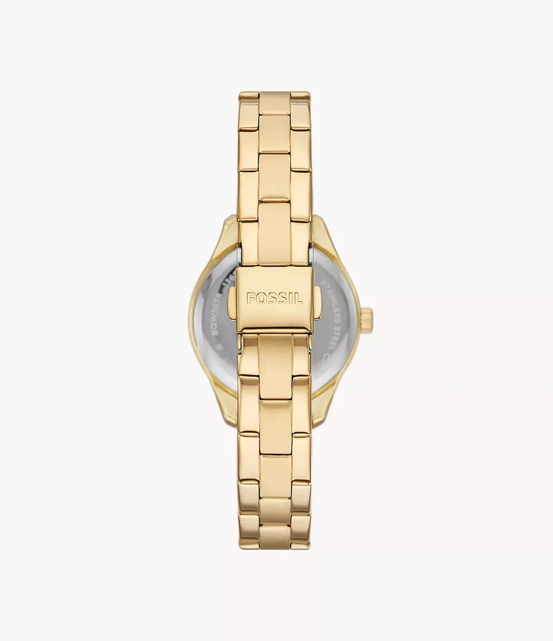 Fossil Uhr Rye 3-Zeiger-Werk Datum goldfarben