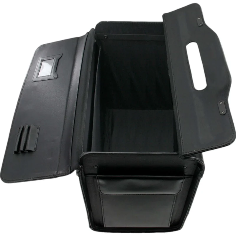 Dermata Pilotenkoffer auf Rollen XL aus Leder 49 cm -Schwarz