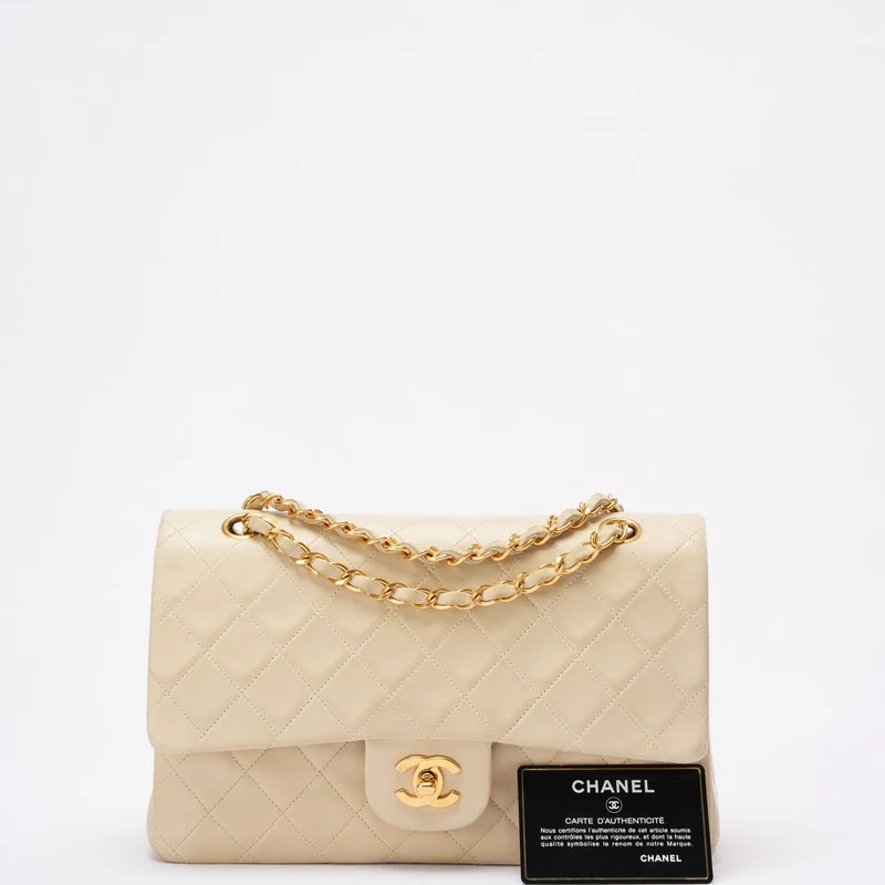 Chanel Beige Vintage Medium Classic Flap Lammleder 1996-1997
