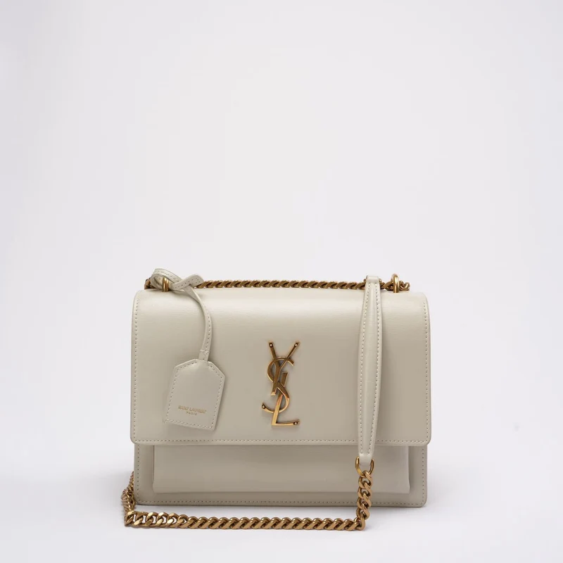 Saint Laurent Weißes Kalbsleder Medium Monogram Sunset 2021