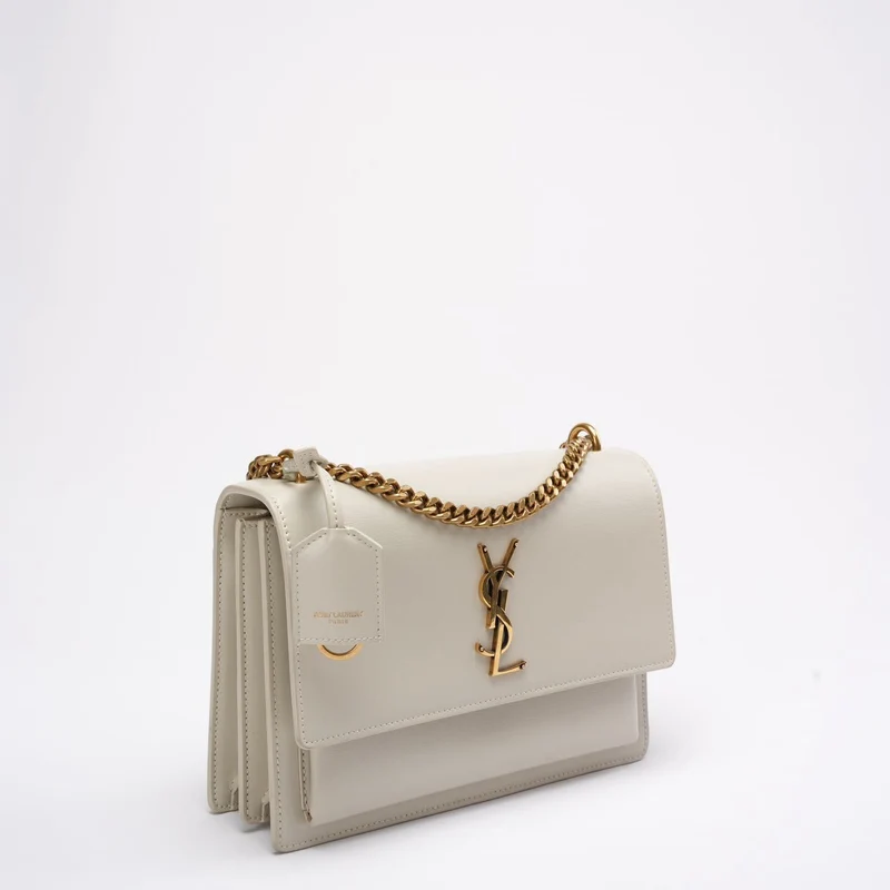 Saint Laurent Weißes Kalbsleder Medium Monogram Sunset 2021