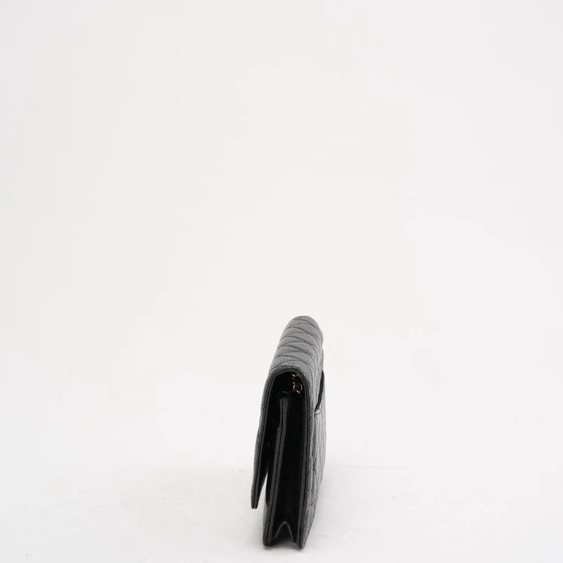 Chanel Schwarze klassische Brieftasche mit Kette (WOC) Caviar 2014