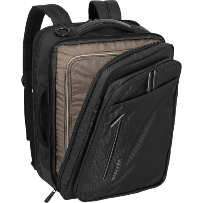 Travelite Crosslite Bordtasche mit Rucksackfunktion 43 cm -Schwarz