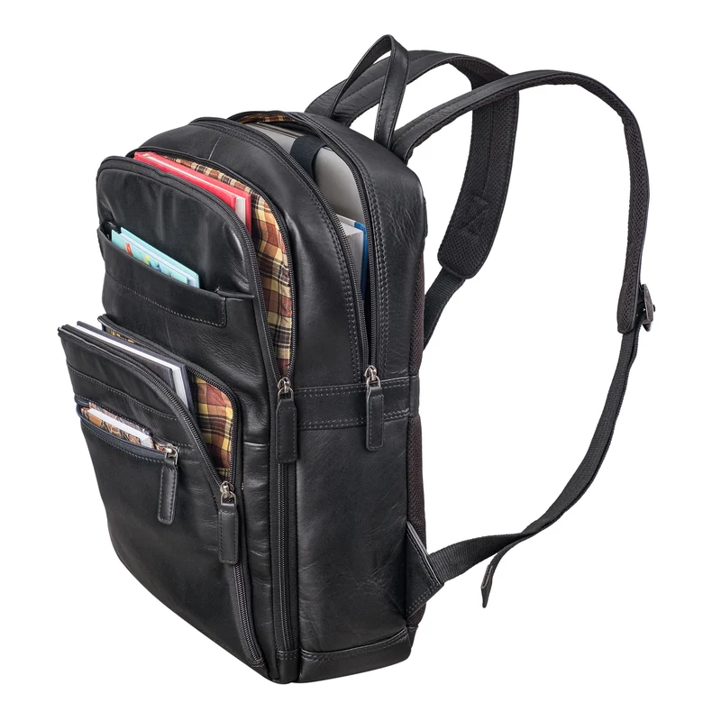 "Quinten" Stilvoller Leder Laptop Rucksack 16 Zoll für Herren & Damen