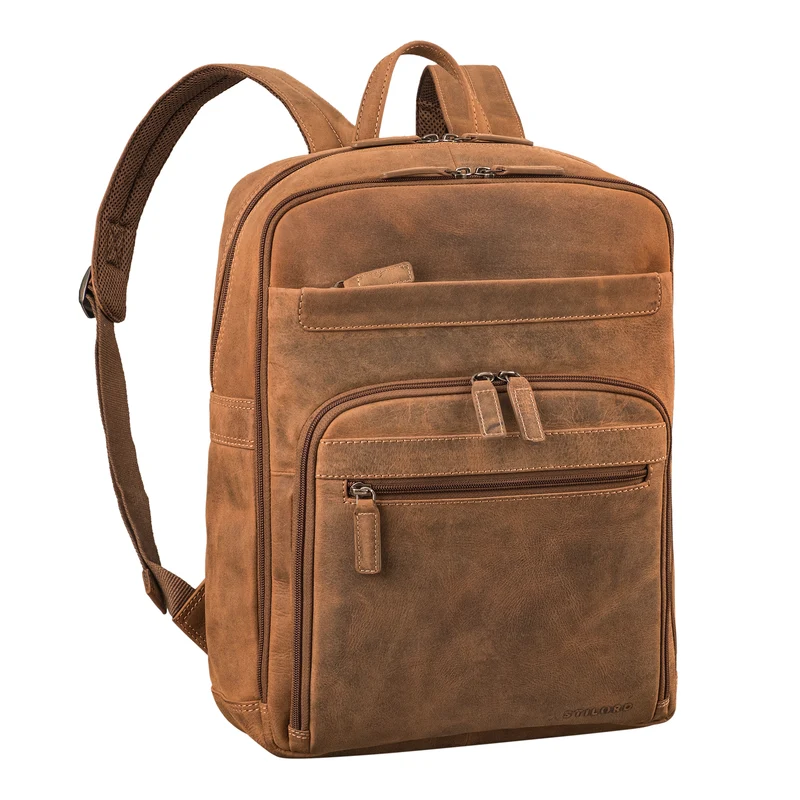 "Quinten" Stilvoller Leder Laptop Rucksack 16 Zoll für Herren & Damen
