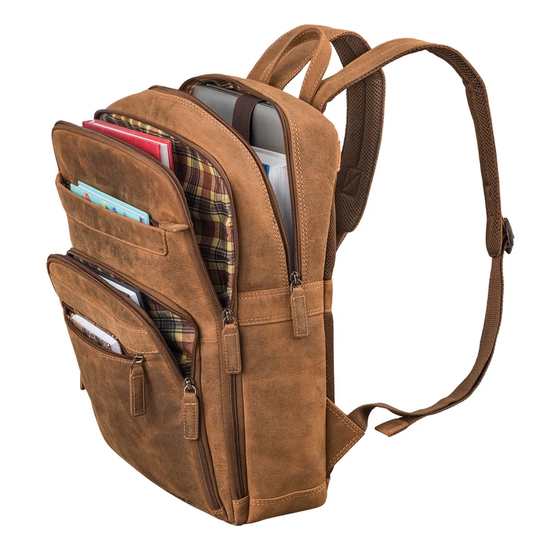 "Quinten" Stilvoller Leder Laptop Rucksack 16 Zoll für Herren & Damen