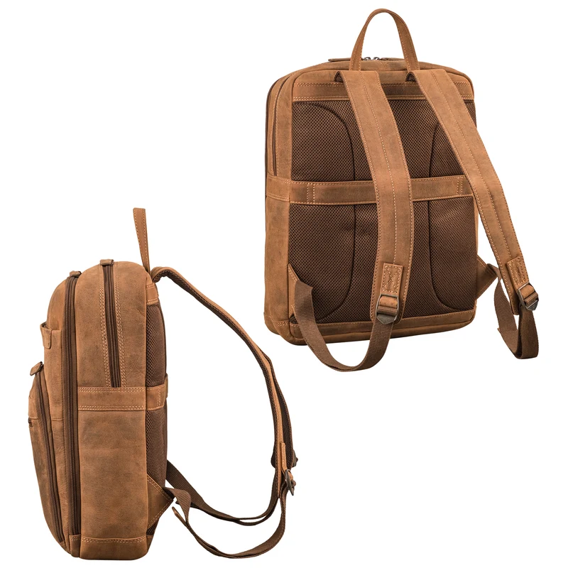 "Quinten" Stilvoller Leder Laptop Rucksack 16 Zoll für Herren & Damen