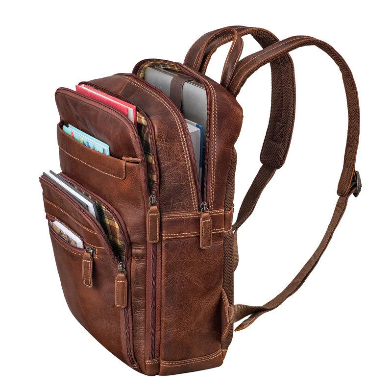 "Quinten" Stilvoller Leder Laptop Rucksack 16 Zoll für Herren & Damen