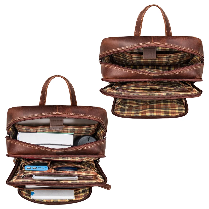 "Quinten" Stilvoller Leder Laptop Rucksack 16 Zoll für Herren & Damen