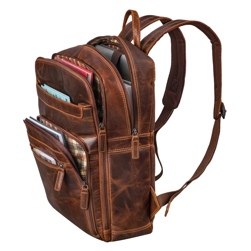 "Quinten" Stilvoller Leder Laptop Rucksack 16 Zoll für Herren & Damen