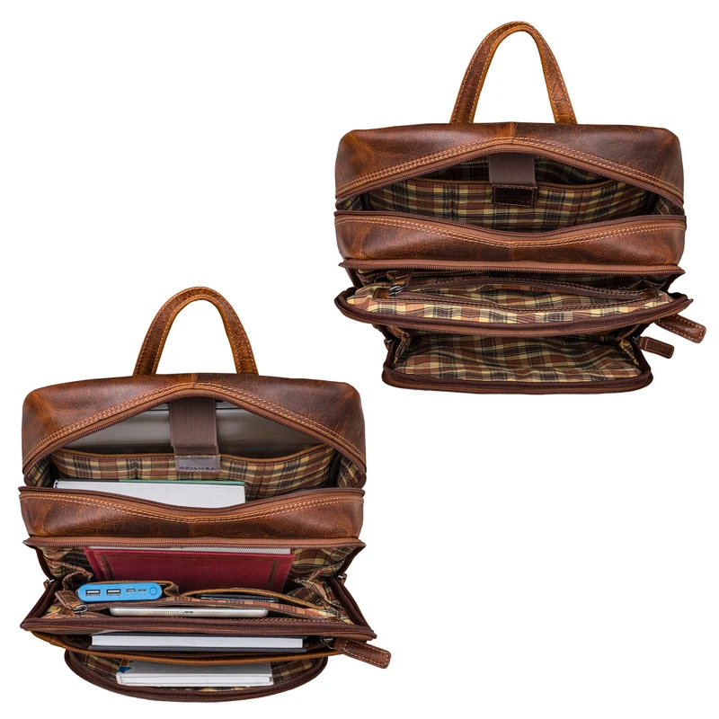 "Quinten" Stilvoller Leder Laptop Rucksack 16 Zoll für Herren & Damen