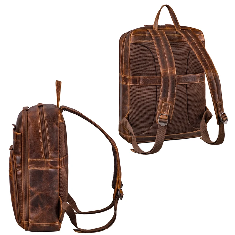 "Quinten" Stilvoller Leder Laptop Rucksack 16 Zoll für Herren & Damen