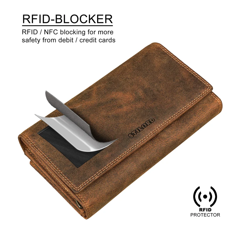 "Alissa" Elegante Geldbörse Damen Leder Groß 26 Kartenfächer RFID