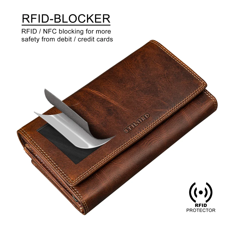 "Alissa" Elegante Geldbörse Damen Leder Groß 26 Kartenfächer RFID