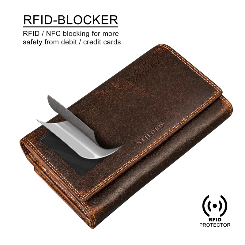 "Alissa" Elegante Geldbörse Damen Leder Groß 26 Kartenfächer RFID