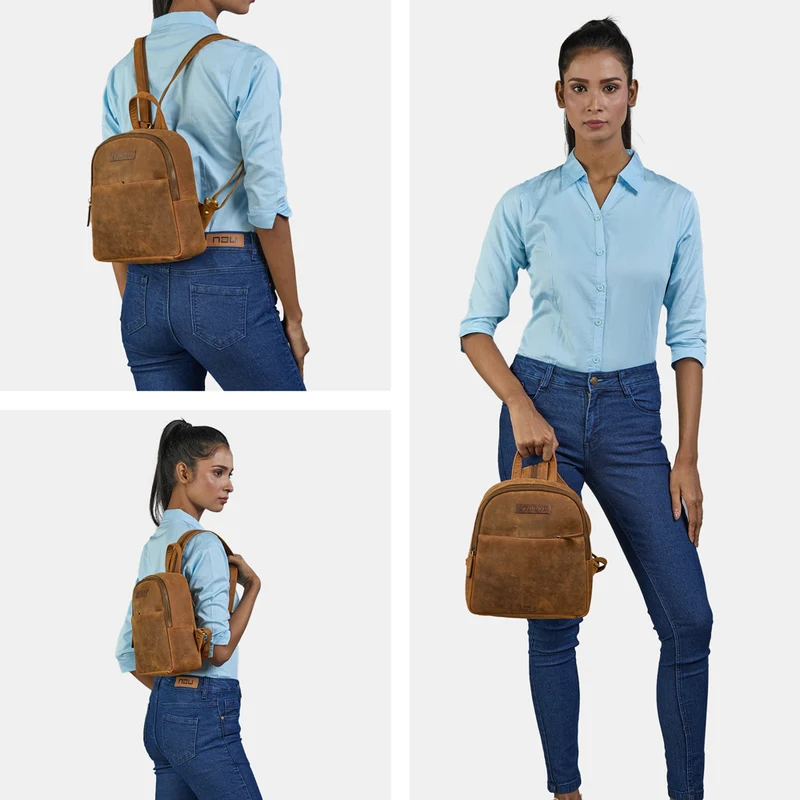 "Kiana" 2-in-1 Crossbody Rucksack Sling Bag Leder Damen klein