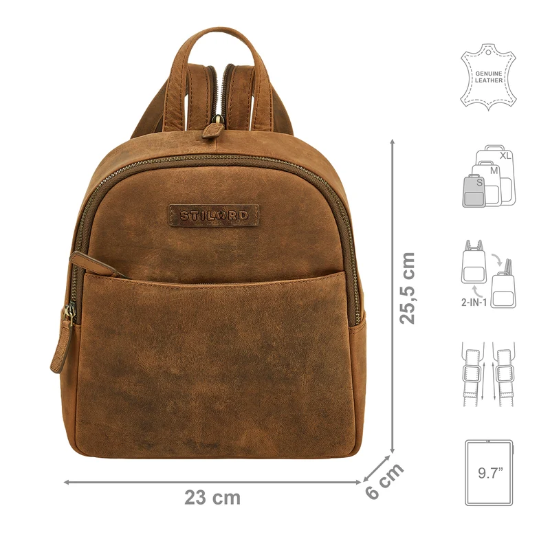 "Kiana" 2-in-1 Crossbody Rucksack Sling Bag Leder Damen klein