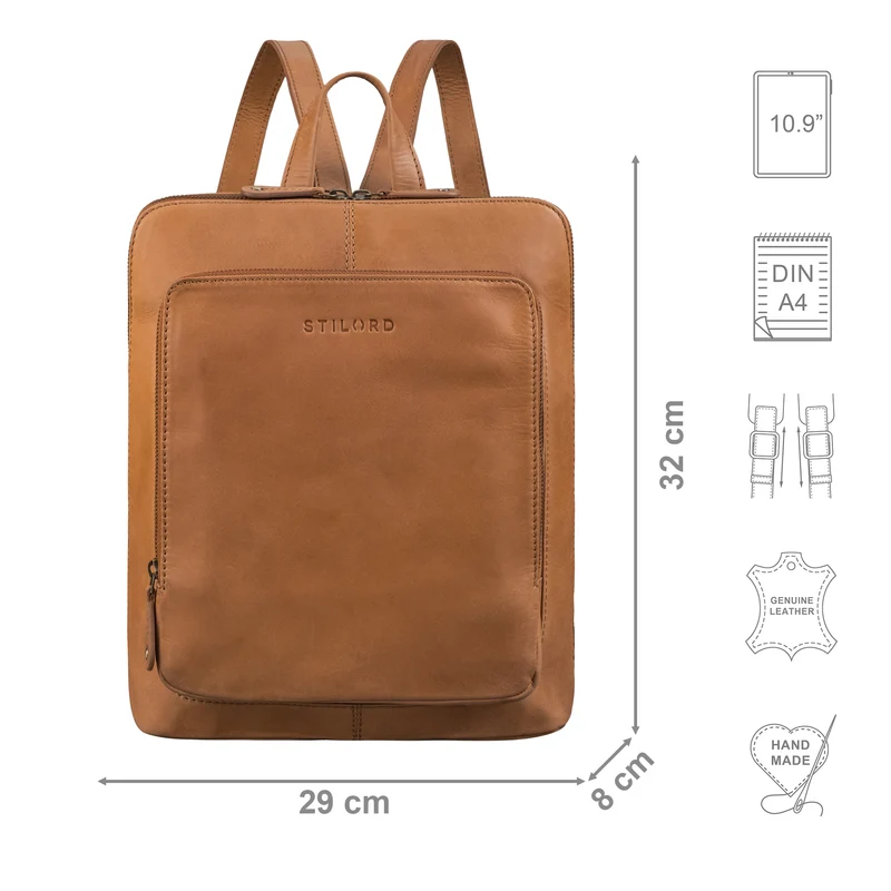 "Marla" Moderner Rucksack Leder Damen Klein 10,1 - 10,9 Zoll Tablet