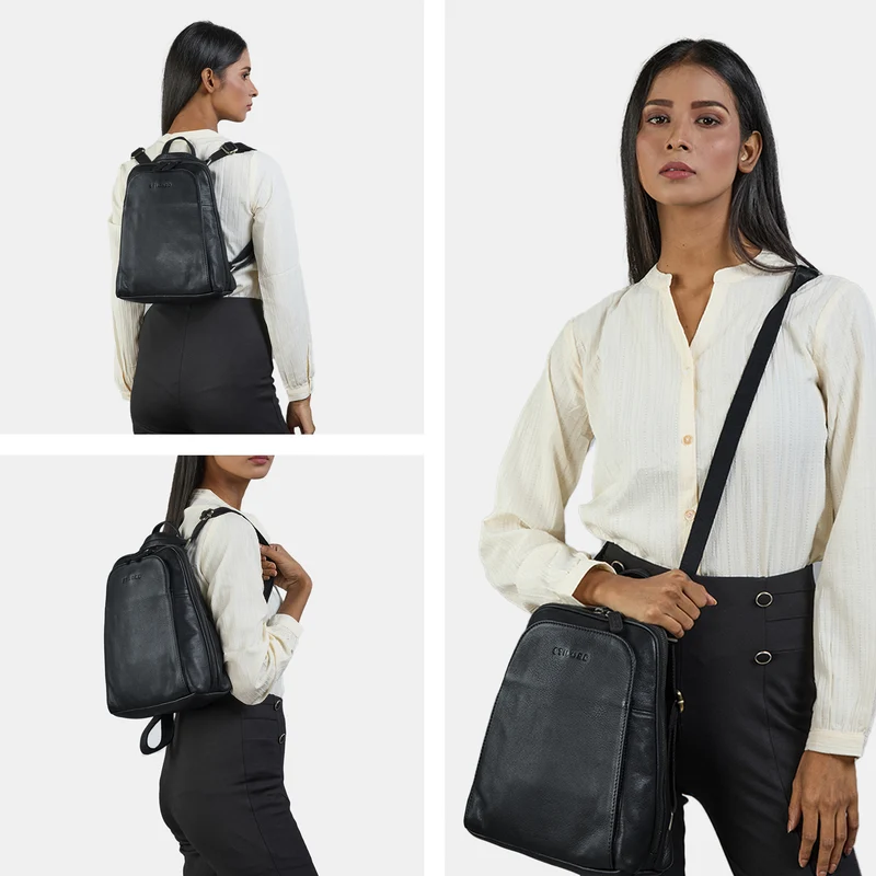 "Ophelia" 2-in-1 Rucksack-Tasche Echt Leder Damen 10,9 Zoll