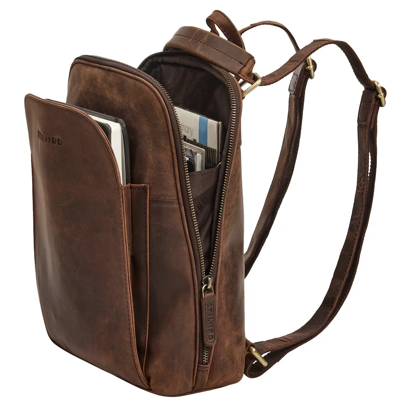 "Ophelia" 2-in-1 Rucksack-Tasche Echt Leder Damen 10,9 Zoll