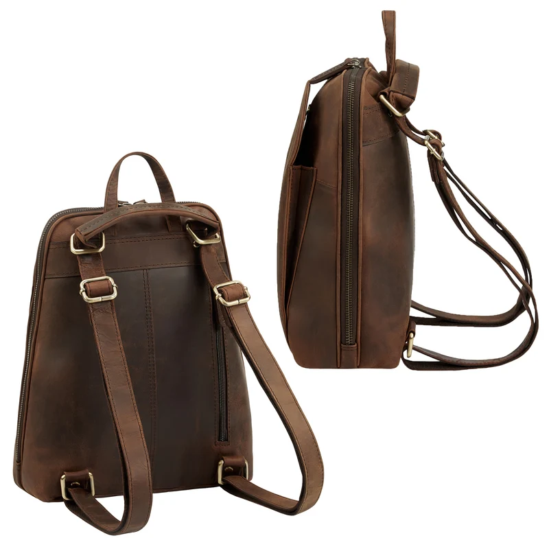 "Ophelia" 2-in-1 Rucksack-Tasche Echt Leder Damen 10,9 Zoll