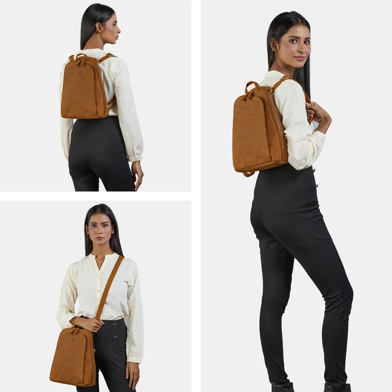 "Ophelia" 2-in-1 Rucksack-Tasche Echt Leder Damen 10,9 Zoll