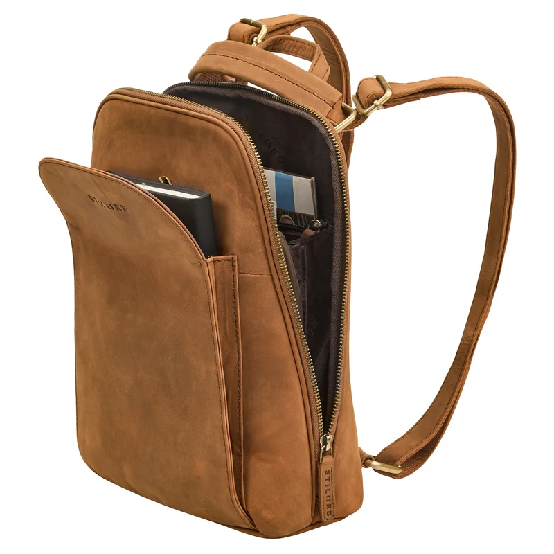 "Ophelia" 2-in-1 Rucksack-Tasche Echt Leder Damen 10,9 Zoll