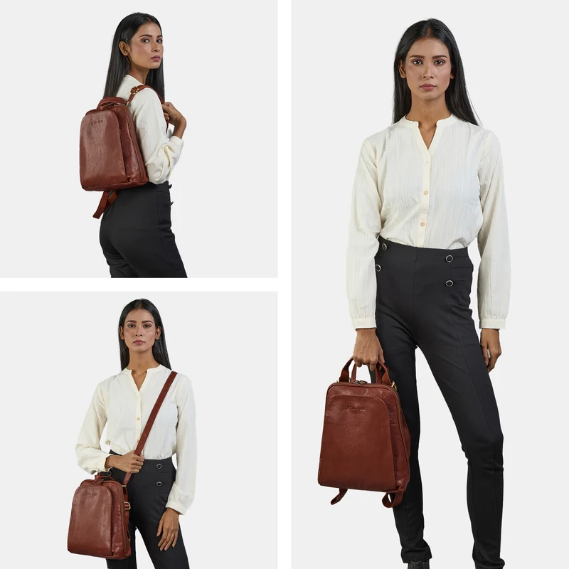 "Ophelia" 2-in-1 Rucksack-Tasche Echt Leder Damen 10,9 Zoll