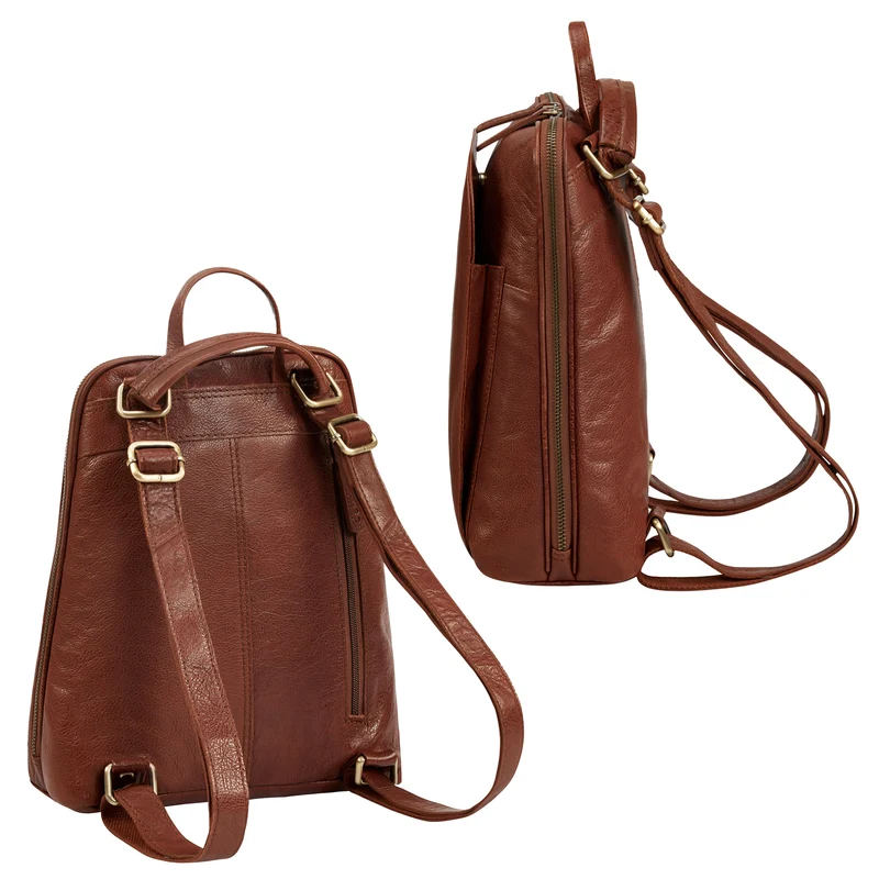 "Ophelia" 2-in-1 Rucksack-Tasche Echt Leder Damen 10,9 Zoll