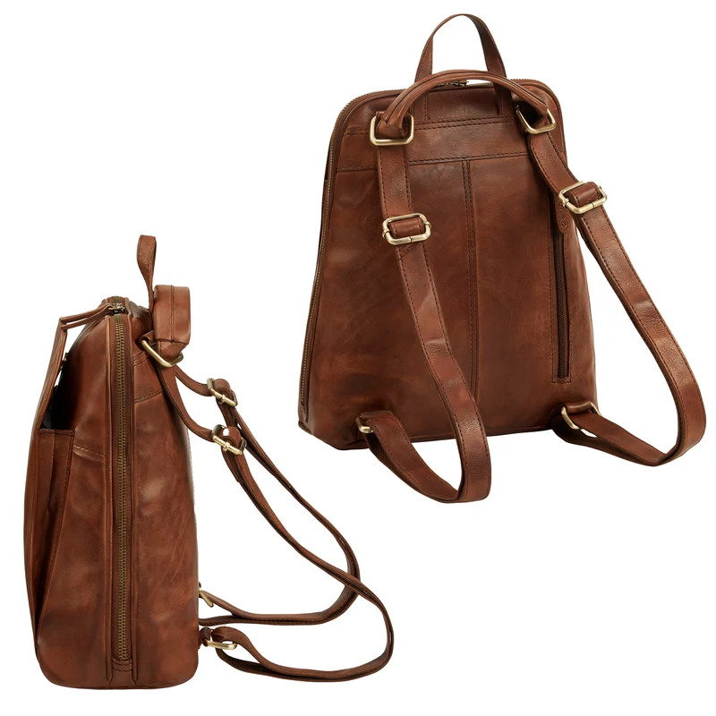 "Ophelia" 2-in-1 Rucksack-Tasche Echt Leder Damen 10,9 Zoll