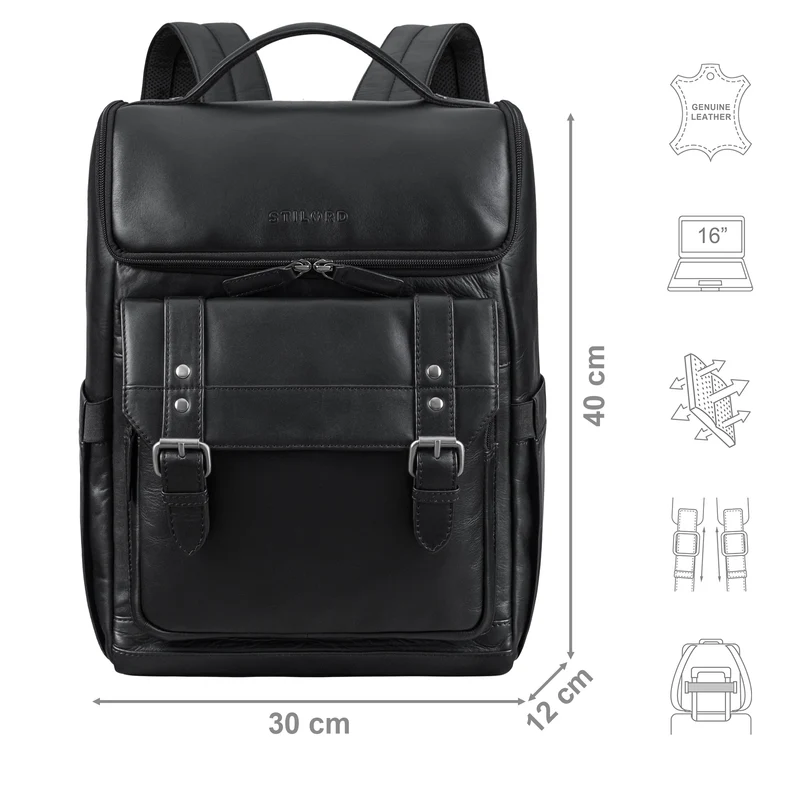 "Gian" Rucksack Herren Arbeit Leder Damenrucksack Groß für 16" Laptops