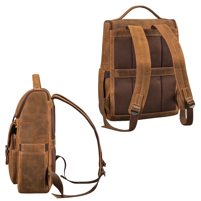 "Gian" Rucksack Herren Arbeit Leder Damenrucksack Groß für 16" Laptops