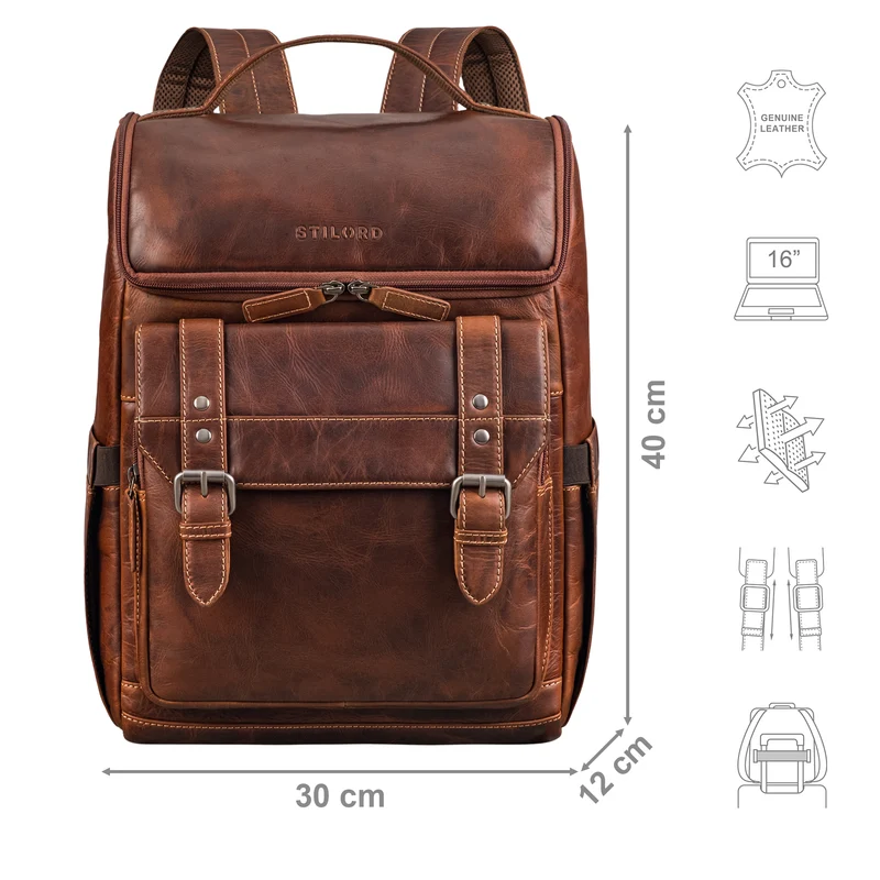 "Gian" Rucksack Herren Arbeit Leder Damenrucksack Groß für 16" Laptops