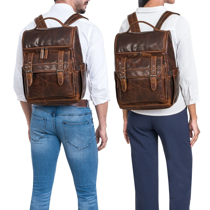 "Gian" Rucksack Herren Arbeit Leder Damenrucksack Groß für 16" Laptops