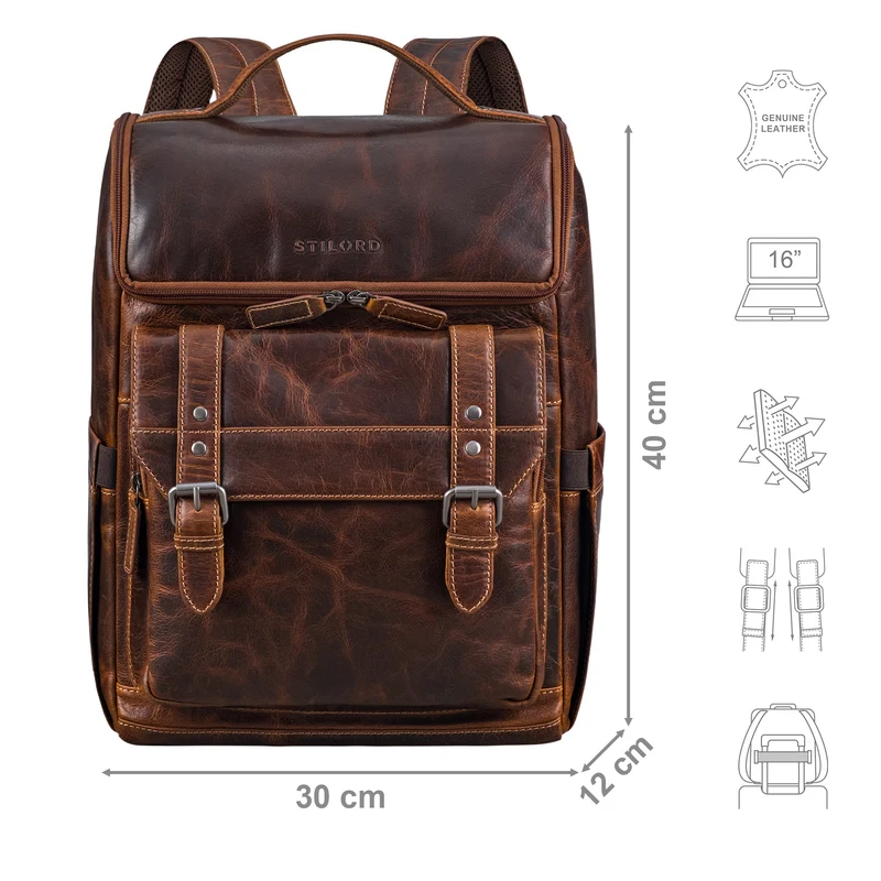 "Gian" Rucksack Herren Arbeit Leder Damenrucksack Groß für 16" Laptops