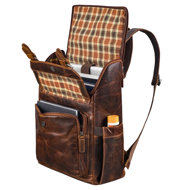 "Gian" Rucksack Herren Arbeit Leder Damenrucksack Groß für 16" Laptops