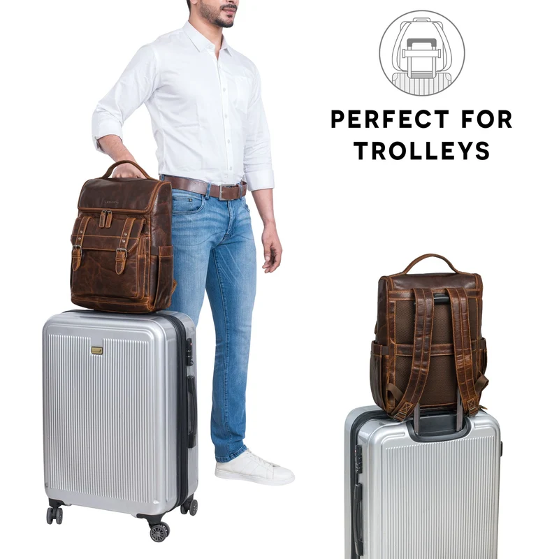 "Gian" Rucksack Herren Arbeit Leder Damenrucksack Groß für 16" Laptops