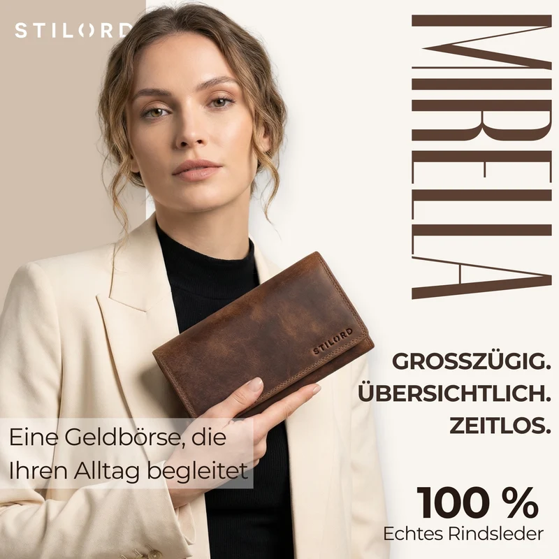 "Mirella" Elegante Geldbörse Damen Leder Geldbeutel viele Fächer