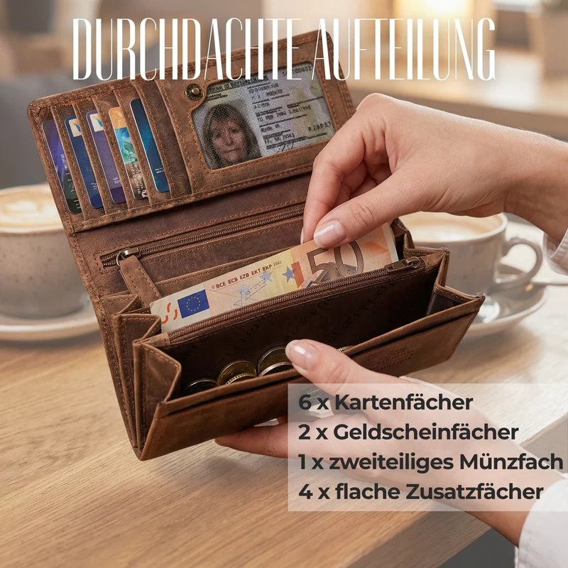 "Mirella" Elegante Geldbörse Damen Leder Geldbeutel viele Fächer