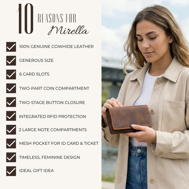 "Mirella" Elegante Geldbörse Damen Leder Geldbeutel viele Fächer