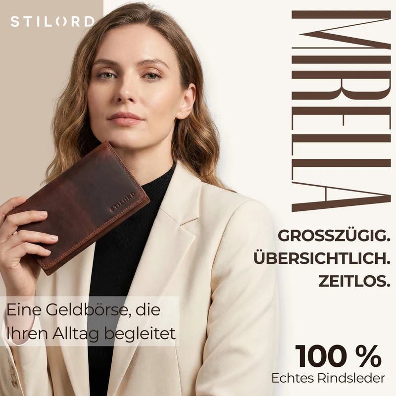 "Mirella" Elegante Geldbörse Damen Leder Geldbeutel viele Fächer