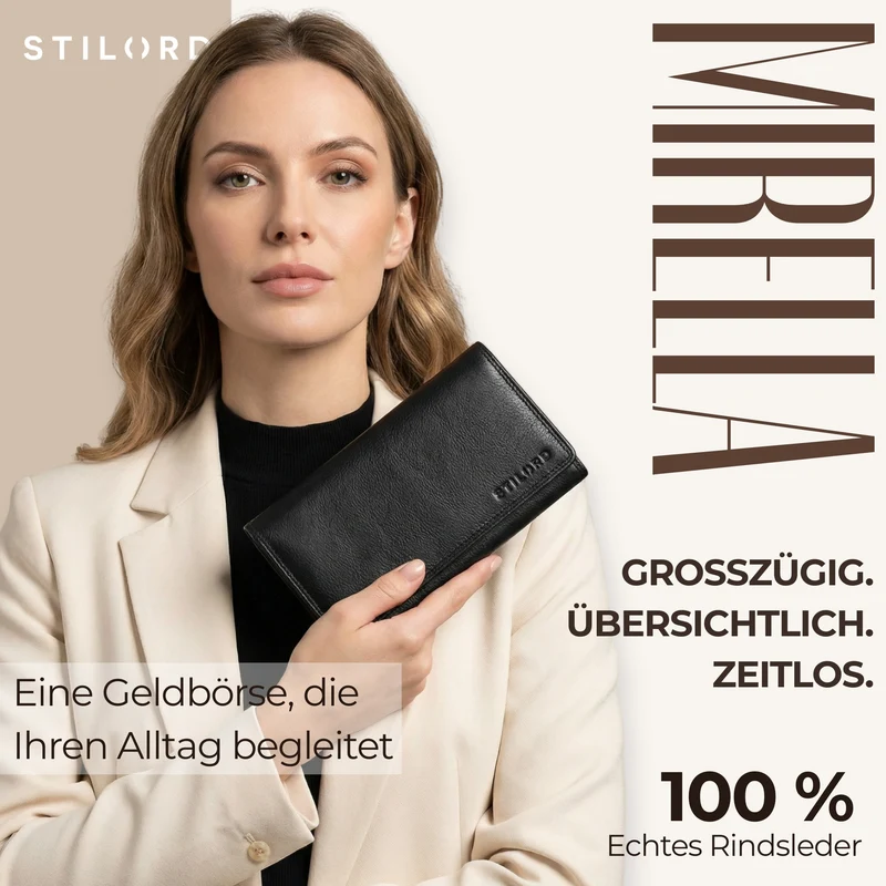 "Mirella" Elegante Geldbörse Damen Leder Geldbeutel viele Fächer